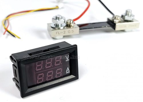 Beépíthető digitális Volt és Ampermérő Sönt ellenállással 0-100V 100A M0100AVDC