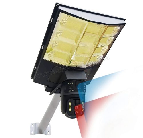 Napelemes 4G IP kamera, mobilnetes SIM kártyás kültéri biztonsági kamera Kültéri LED lámpa  M0201-4G-PTZ-LED DualCam V380PRO