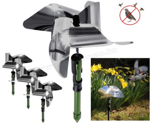 Fény visszaverős madárriasztó szélforgó, 3 darabos Gardigo 600983 