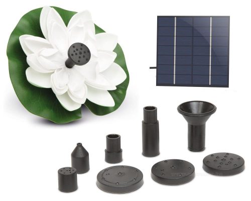 Úszó napelemes szökőkút fehér tavirózsa M11224A 