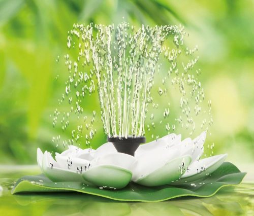 Úszó napelemes szökőkút fehér tavirózsa M11224A 