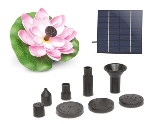 Úszó napelemes szökőkút rózsaszín tavirózsa M11224B 