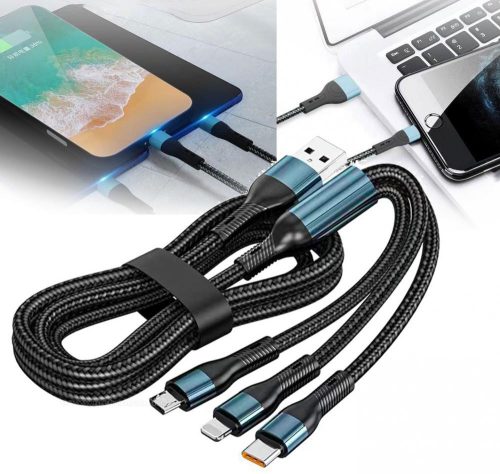 Univerzális Micro-USB  USB-C és iPhone Lightning telefon töltőkábel M12019
