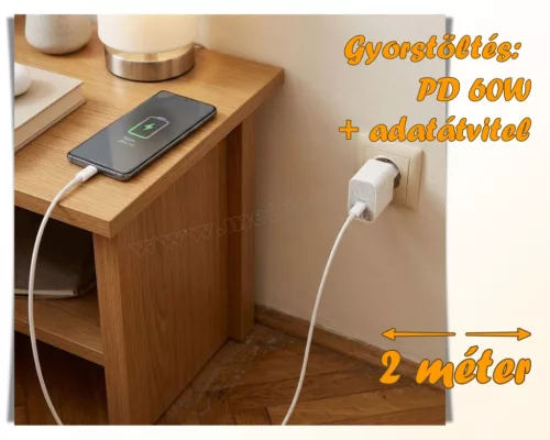 USB-C / USB-C telefontöltő és adatkábel 2 m M12231
