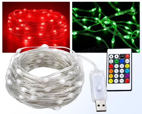 Karácsonyi kültéri LED fényfüzér USB tápcsatlakozással M12446USB