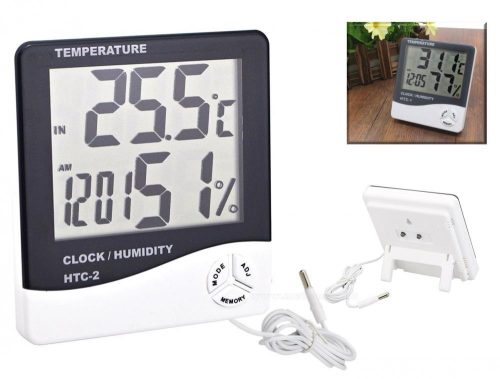 Vezetékes külső és belső páratartalom mérő és hőmérő ébresztő órával M1310