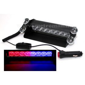   Autós Piros-Kék stroboszkóp LED villogó szélvédőre, Mlogic MM-132RB
