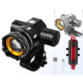 Első és hátsó LED kerékpár lámpa szett M14391USB