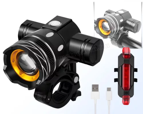 Első és hátsó LED kerékpár lámpa szett M14391USB