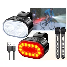 Első és hátsó Kerékpár lámpa szett M14488USB