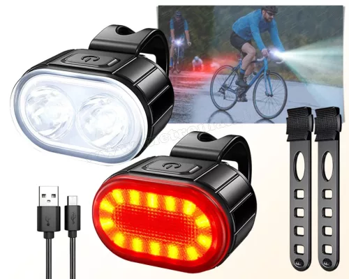 Első és hátsó Kerékpár lámpa szett M14488USB