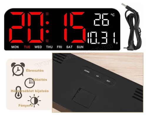 Digitális ébresztőóra hőmérővel M15401A