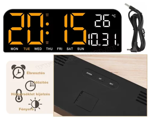 Digitális ébresztőóra hőmérővel M15401B