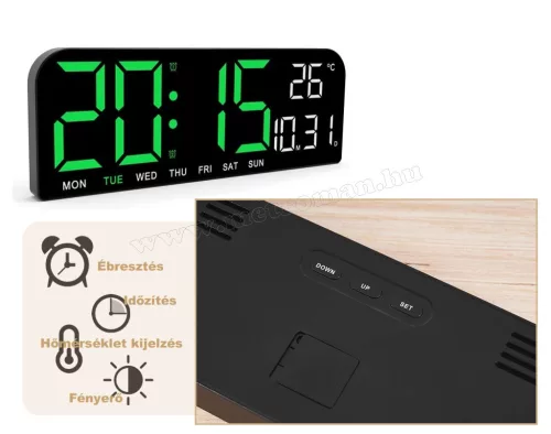 Digitális ébresztőóra hőmérővel M15401C