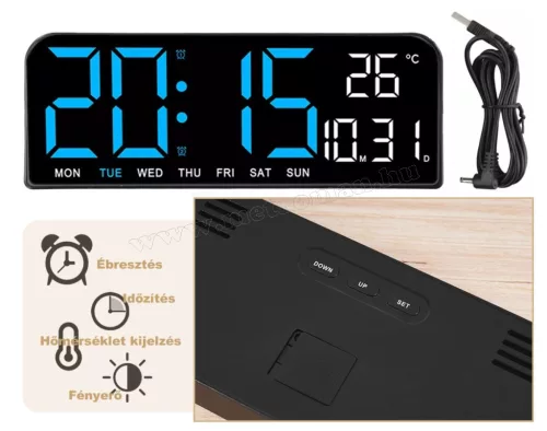 Digitális ébresztőóra hőmérővel M15401D