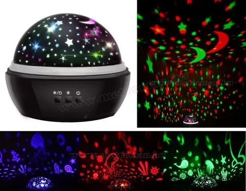 Hangulatos éjszakai fény Csillagos égbolt / Tenger víz alatti világ RGB LED projektor M1652-Black