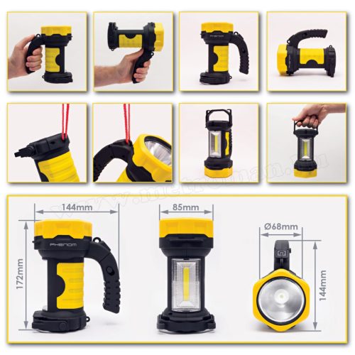 COB LED kézi elemlámpa, szerelőlámpa, Phenom 18636