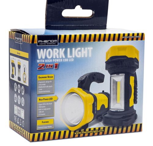 COB LED kézi elemlámpa, szerelőlámpa, Phenom 18636