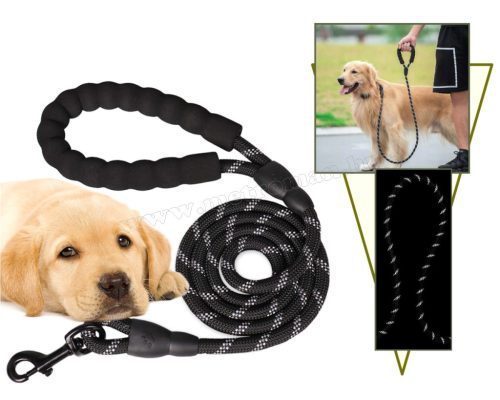 Fényvisszaverő kutyapóráz  120 cm fekete M19360F