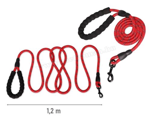 Fényvisszaverő kutyapóráz  120 cm piros M19360P