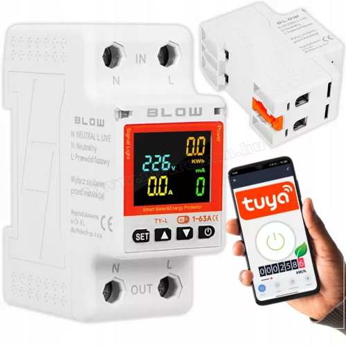 Wifi okos fogyasztásmérő DIN sínre szerelhető M2106-WIFI TuyaSmart