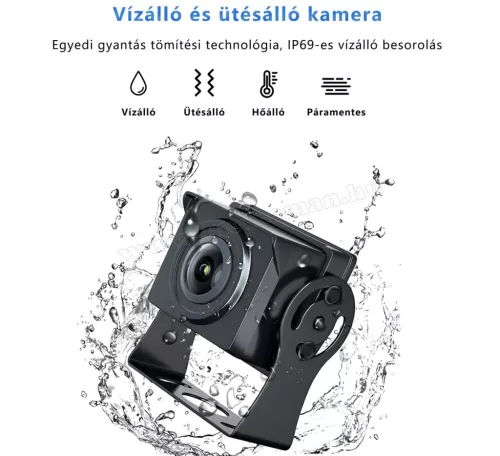 Kamion, teherautó, munkagép 4PIN ipari AHD tolatókamera szett 7" LCD monitorral M2108-AHD