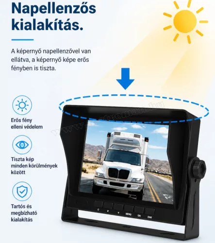 Kamion, teherautó, munkagép 4PIN ipari AHD tolatókamera szett 7" LCD monitorral M2108-AHD