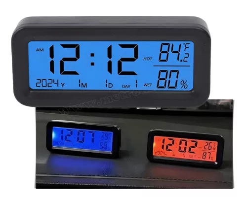 Napelemes Autós Óra és Hőmérő Kék-Piros M2201B