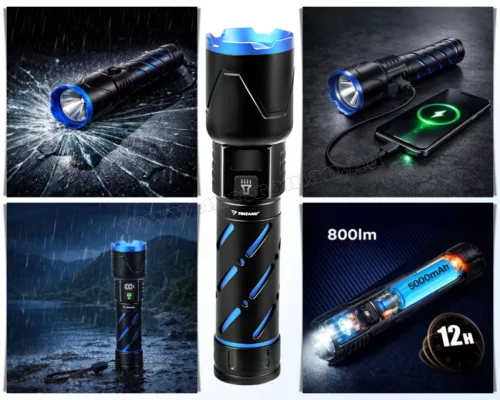 Nagy fényerejű tölthető LED zseblámpa Kézi elemlámpa M26950