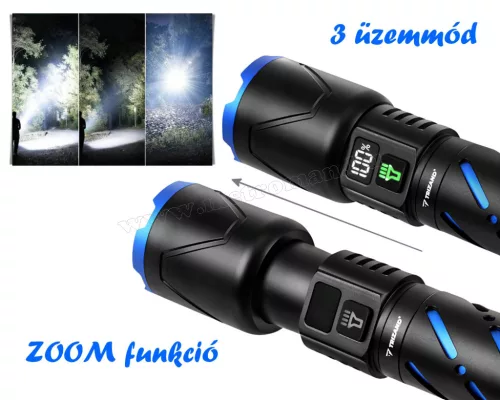 Nagy fényerejű tölthető LED zseblámpa Kézi elemlámpa M26950