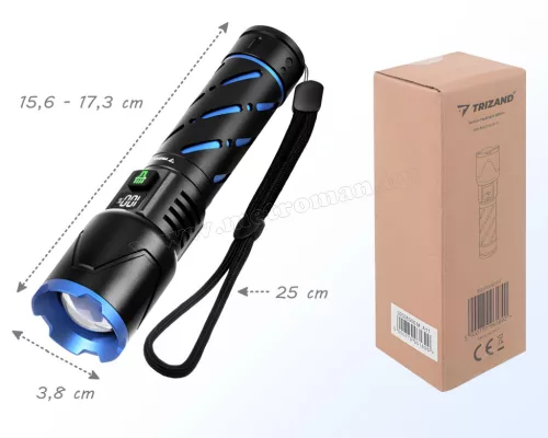 Nagy fényerejű tölthető LED zseblámpa Kézi elemlámpa M26950