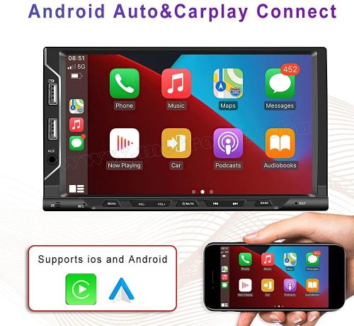 Android multimédiás autórádió fejegység GPS-el 7" LCD monitorral 2DIN M3066BT-GPS