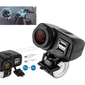   Motorkerékpár USB töltő Volt és Hőmérővel vízmentes M31001A