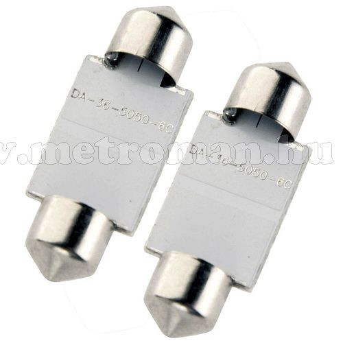 Autós szofita LED izzó, 6 db szuperfényes SMD LED-del, 39MM6SMD5050LED