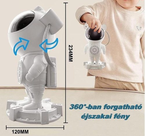 Asztronauta Űrhajós csillagos égbolt Lézer és RGB LED projektor hangulatvilágítás Bluetooth hangszóró M40436RGB