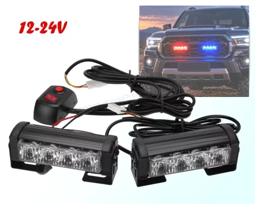 Autós Kék-Piros LED villogó, megkülönböztető jelzés M409001A