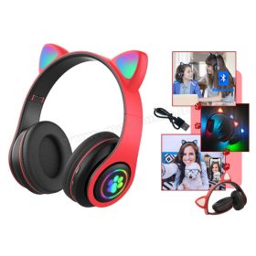   Vezeték nélküli Bluetooth fejhallgató cicafüles piros M4116PRGB
