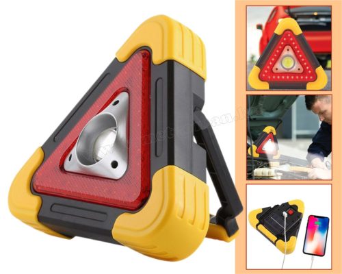 Elakadásjelző háromszög Napelemes LED lámpa és PowerBank 3 az 1-ben M4175