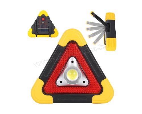 Elakadásjelző háromszög Napelemes LED lámpa és PowerBank 3 az 1-ben M4175