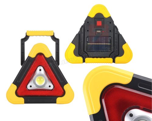 Elakadásjelző háromszög Napelemes LED lámpa és PowerBank 3 az 1-ben M4175