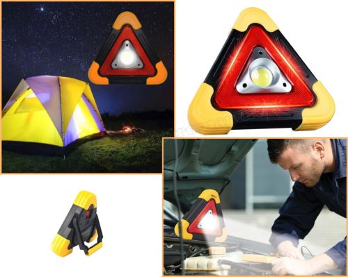 Elakadásjelző háromszög Napelemes LED lámpa és PowerBank 3 az 1-ben M4175