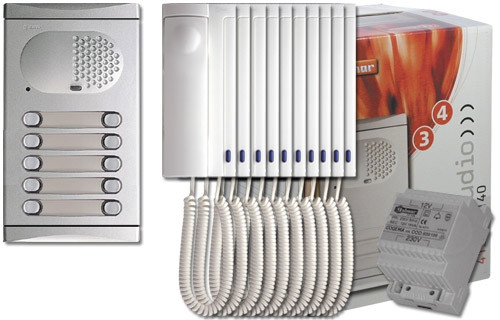 Komplett 10 lakásos kaputelefon szett, Golmar 4210/AL