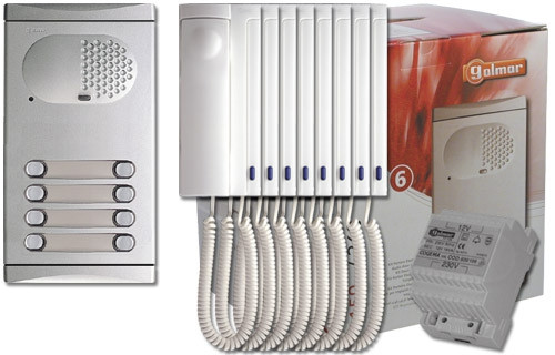 Komplett 8 lakásos kaputelefon szett, Golmar 4280/AL