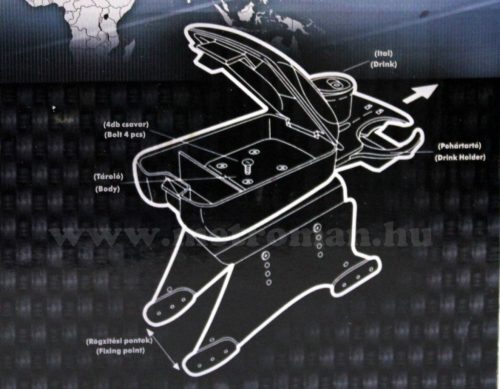 Autós könyöklő, univerzális  kartámasz, 48009BC karbon-fekete