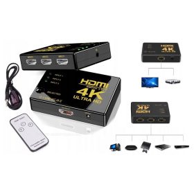   HDMI távirányítós bemenet kiválasztó, HDMI elosztó adapter, M4KHDMI3X