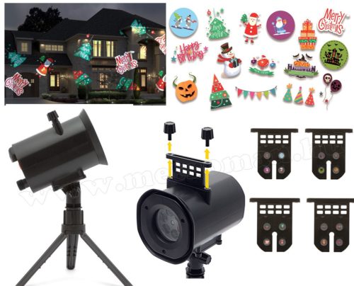 Kültéri színes LED fény projektor, kerti hangulat világítás 4 az 1-ben MDL-916