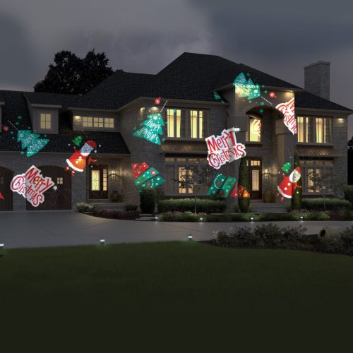 Kültéri színes LED fény projektor, kerti hangulat világítás 4 az 1-ben MDL-916