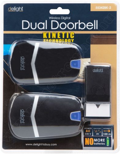 Kinetic elem nélküli vezeték nélküli csengő két beltéri egységgel 55342BK-2