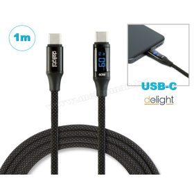   USB-C - USB-C telefontöltő és adatkábel Delight M55552BK-1