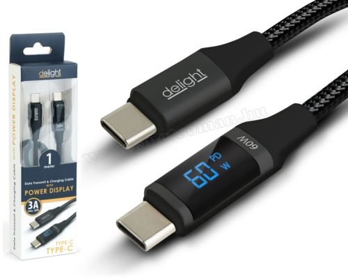 USB-C - USB-C telefontöltő és adatkábel Delight M55552BK-1